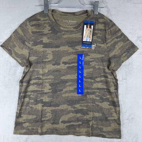 Lucky Brand Crew Neck T Shirt Top 1429297 Womens Camouflage Multi Size Large - Picture 1 of 8